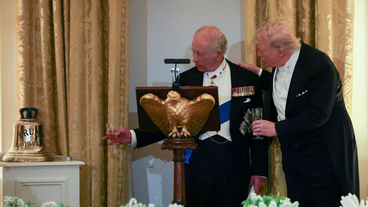 ‘You’d be speaking French’: King Charles roasts Trump at state dinner