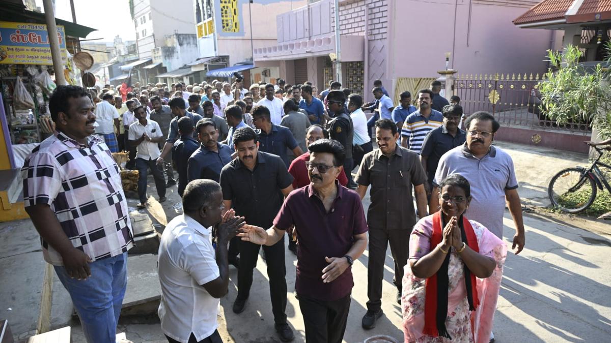 Tamil Nadu election 2026: M.K. Stalin interacts with voters during morning walk in K.V Kuppam segment