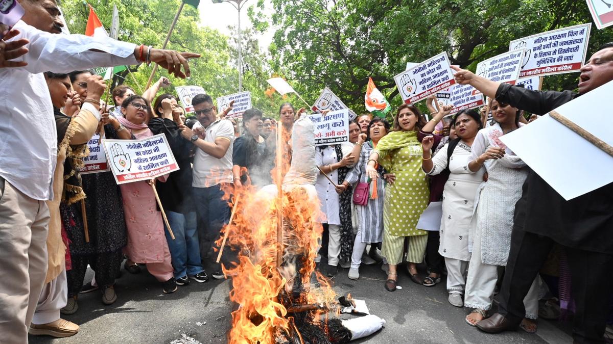 Congress marches to BJP office in Delhi, demands women’s reservation on current Lok Sabha strength