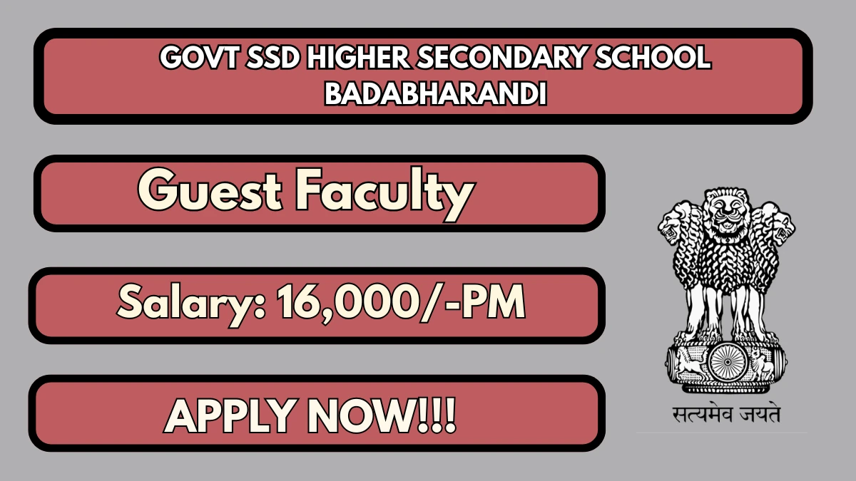 Govt SSD Higher Secondary School Badabharandi Guest Faculty Recruitment 2026