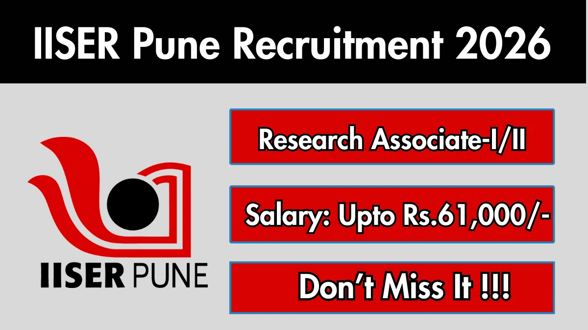 IISER Pune Research Associate-I/II Recruitment 2026