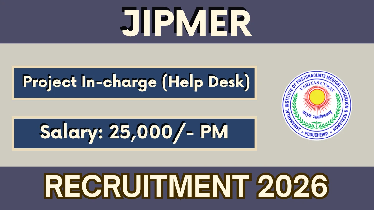 JIPMER Project In charge Recruitment 2026