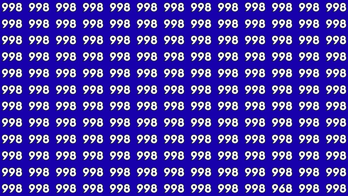 Can You Spot the Number 968 Among 998 in 8 Seconds?