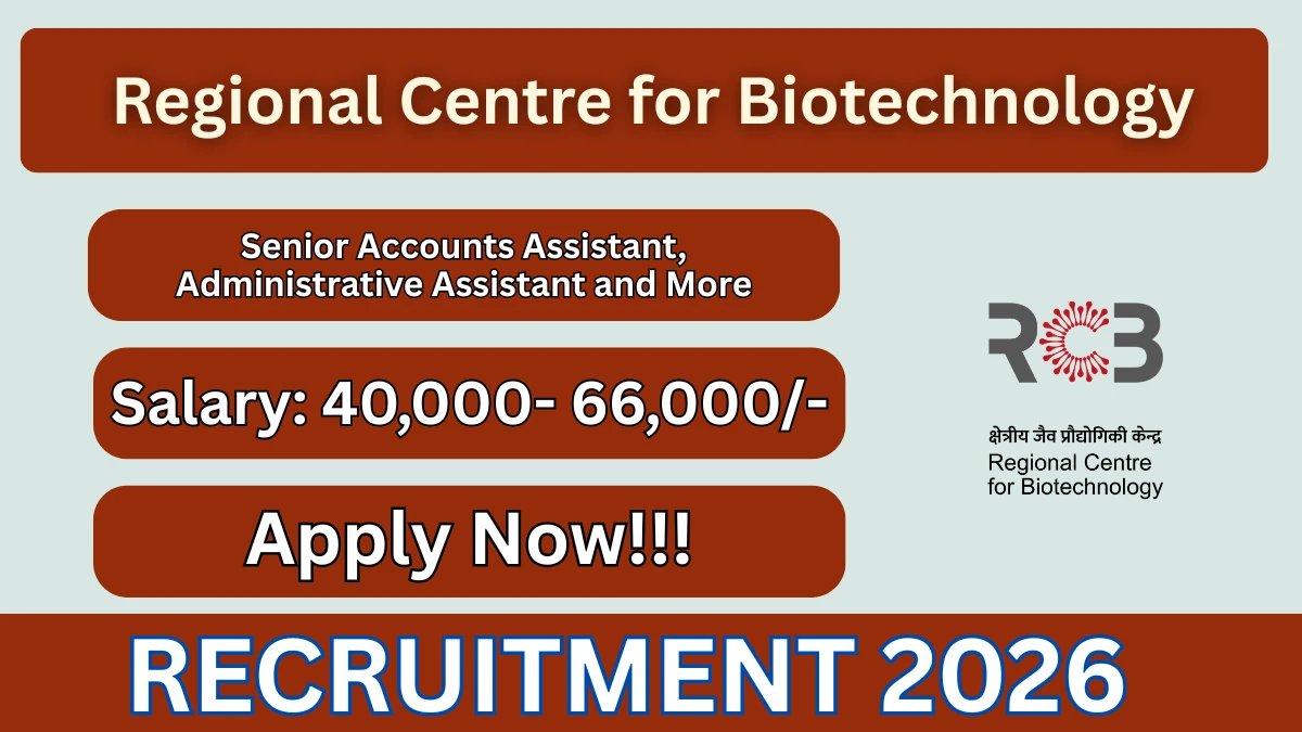 Regional Centre for Biotechnology Recruitment 2026