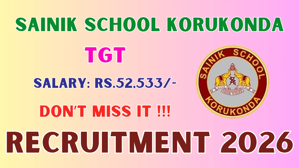 Sainik School Korukonda TGT Recruitment 2026