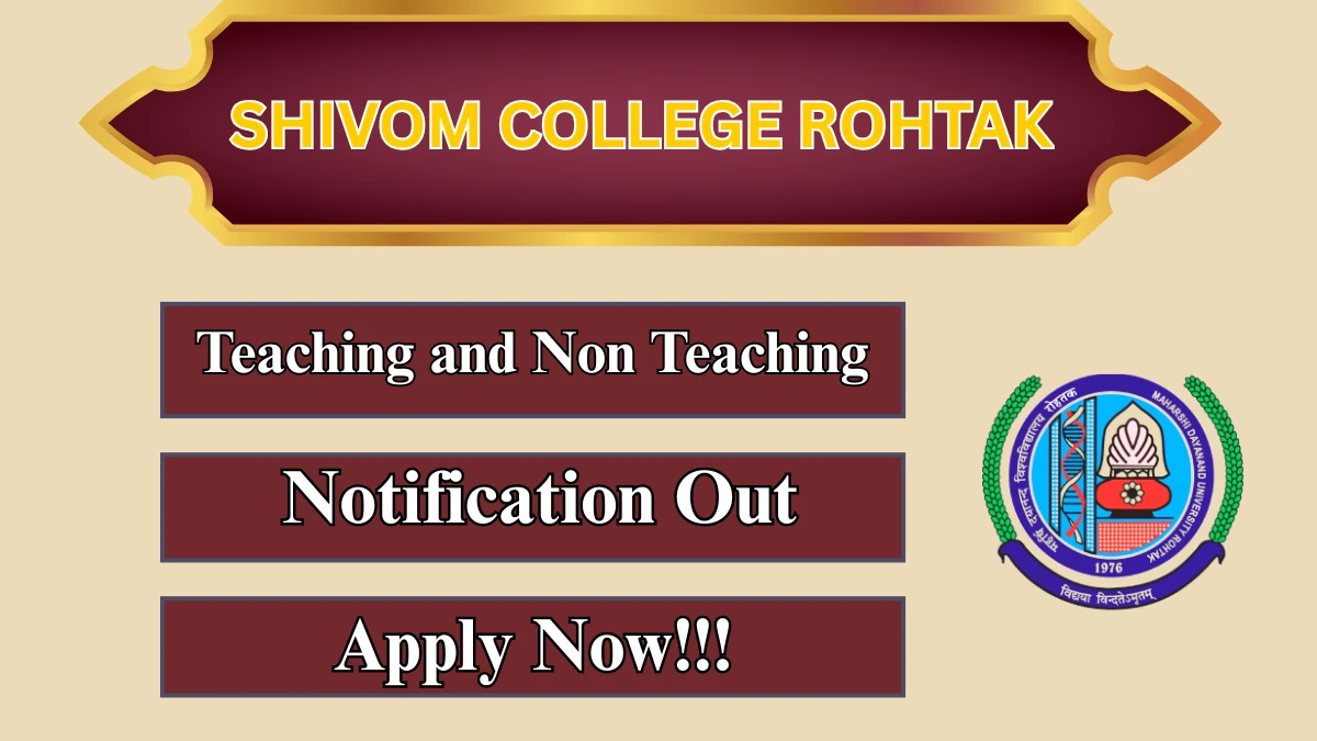 Shivom College Rohtak Recruitment 2026