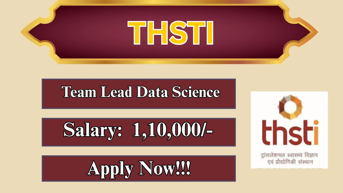 THSTI Team Lead Data Science Recruitment 2026