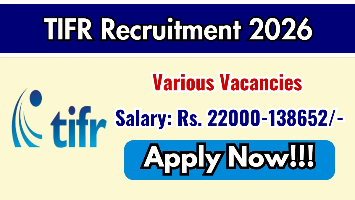 TIFR Recruitment 2026 – Apply Online for 11 Engineer, Tradesman and More Posts