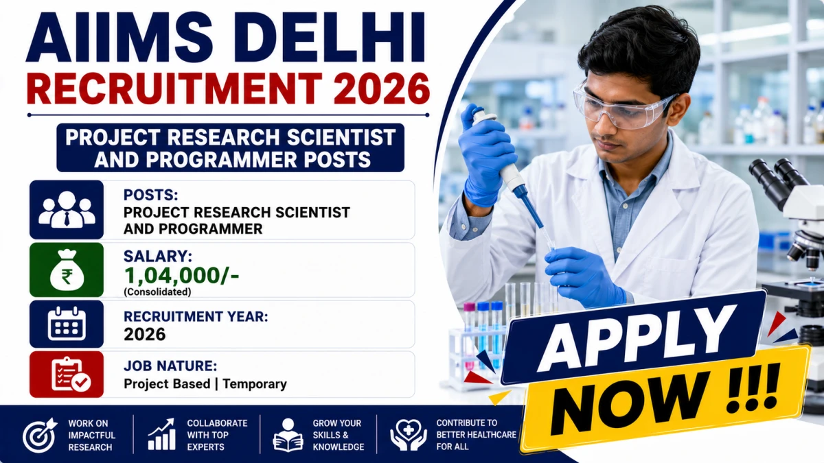 AIIMS Delhi Recruitment 2026 – Apply Online for Project Research Scientist / Programmer Posts