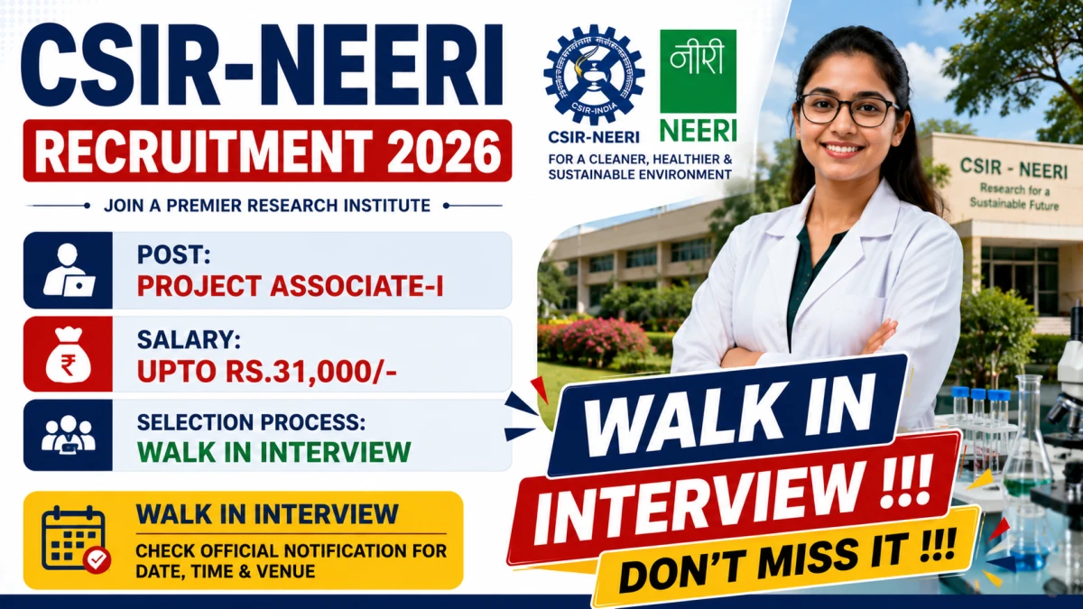 CSIR-NEERI Project Associate-I Recruitment 2026