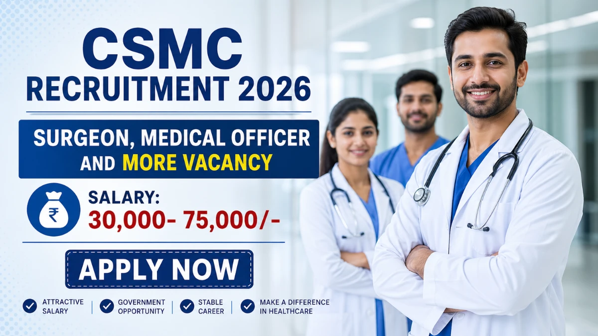 CSMC Recruitment 2026 – Walkin for 19 Surgeon, Medical Officer and More Posts