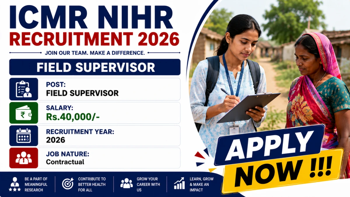 ICMR NIHR Field Supervisor Recruitment 2026