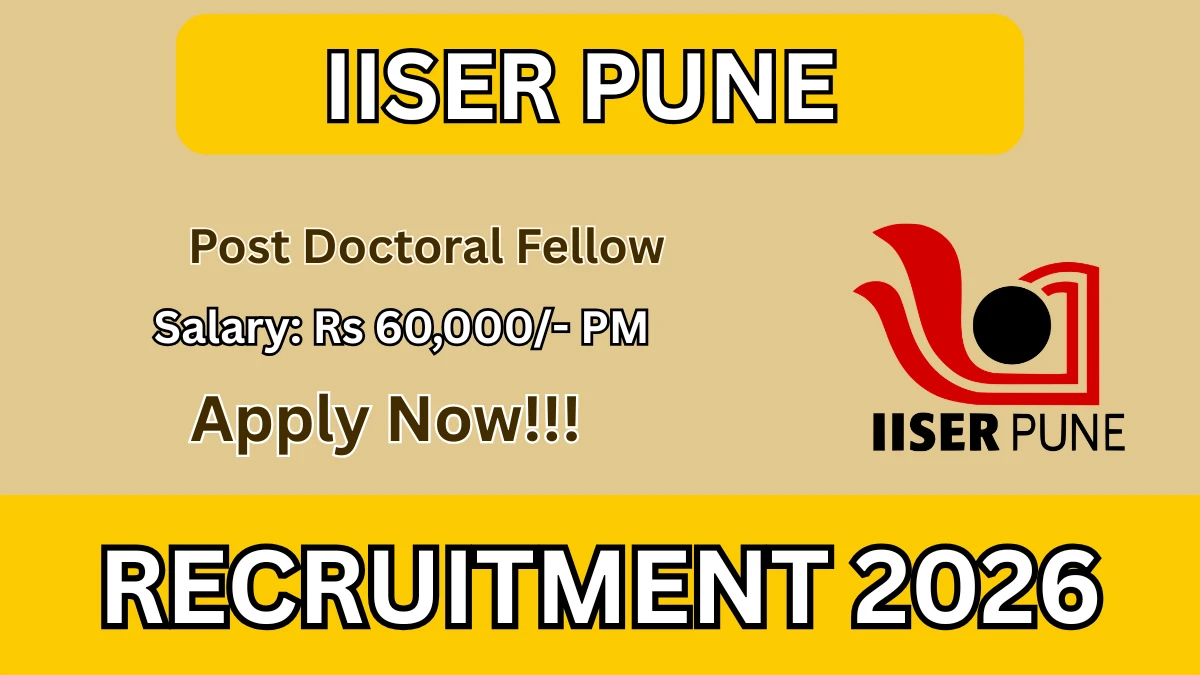 IISER Pune Post Doctoral Fellow Recruitment 2026